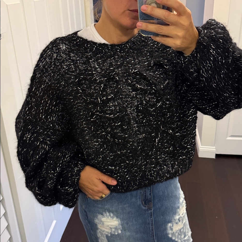 NWT Loewe Black & Silver Anagram Sweater Ladies L